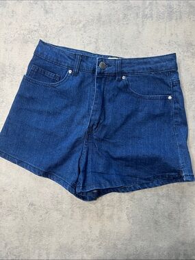 Forever 21 Dark Blue Denim High-Rise Shorts